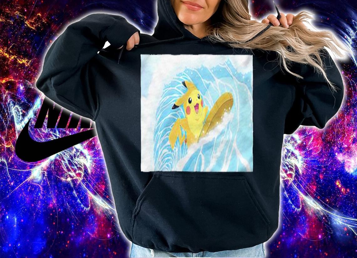 Pokemon Pikachu surfing funny T-shirt