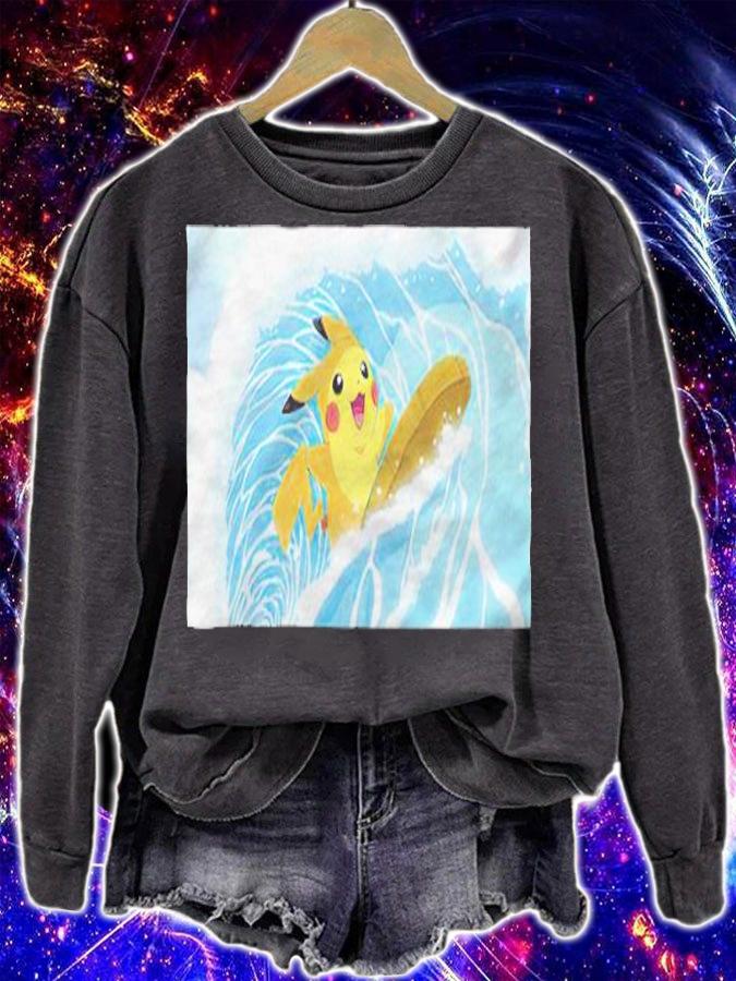 Pokemon Pikachu surfing funny T-shirt