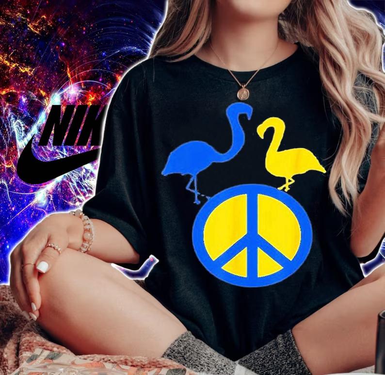 Stand With Ukraine Support Ukraine Peace In Ukraine Flamingo T-Shirt