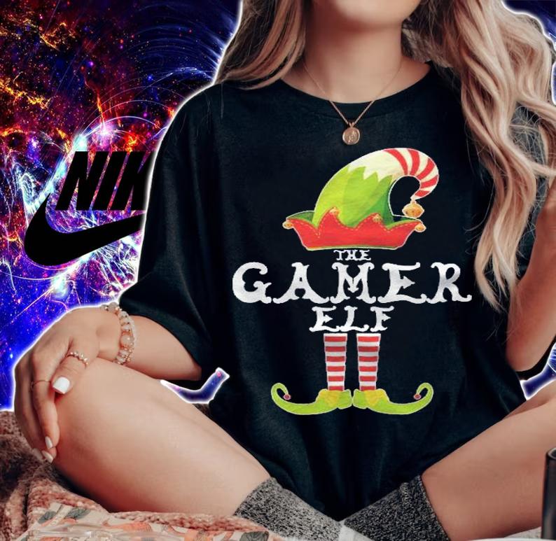 The Gamer Elf Funny Christmas Gift Matching Family Group Shirt
