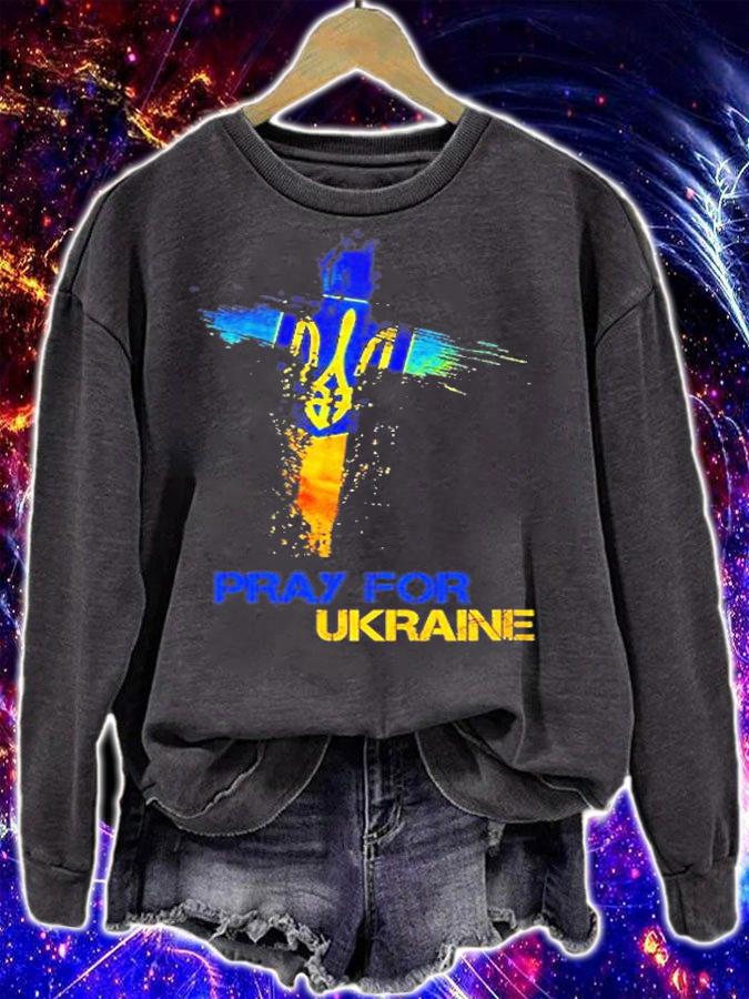 Women's Pray For Ukraine God Bless Ukraine Ukrainian Flag T-Shirt