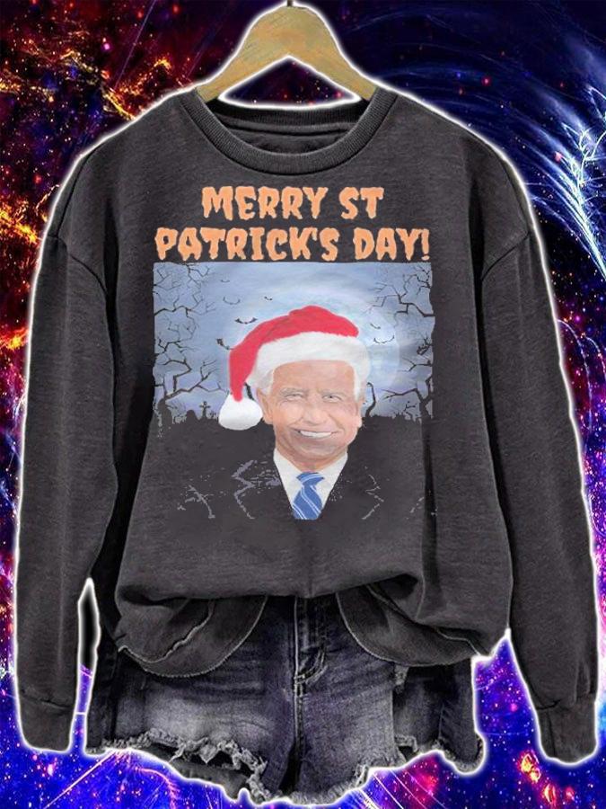 Funny Joe Biden Merry ST Patrick's Day Joe Biden Halloween T-Shirt sweatshirt