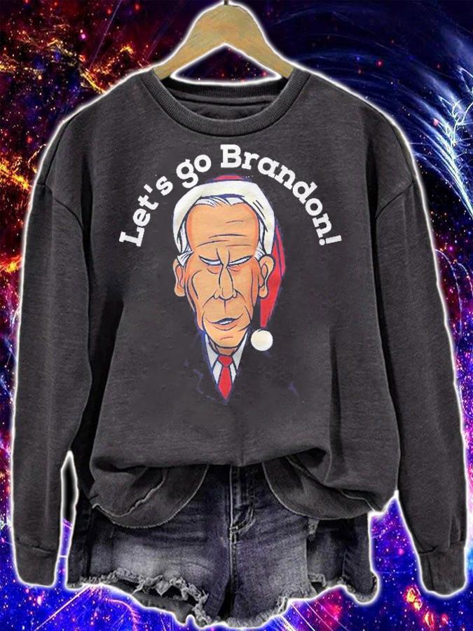 Lets Go Brandon Funny Christmas Joe Biden Chant Raglan Baseball Shirt sweatshirt