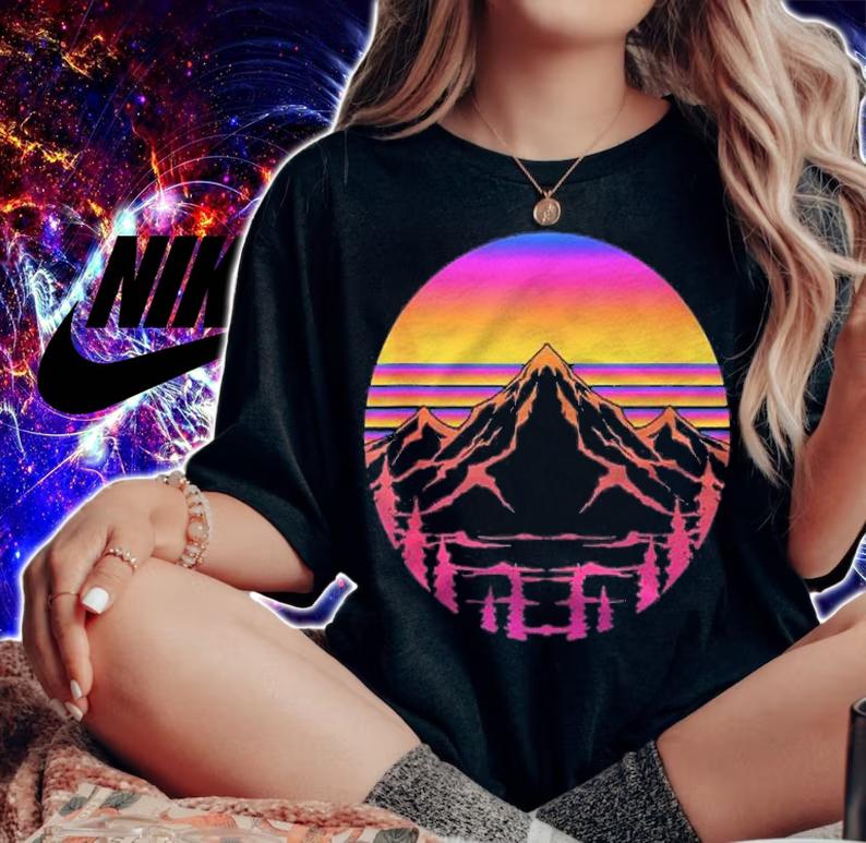 Outdoors Mountains Retro 80S Art 90S Aesthetic Vaporwave Shirt woman shirt