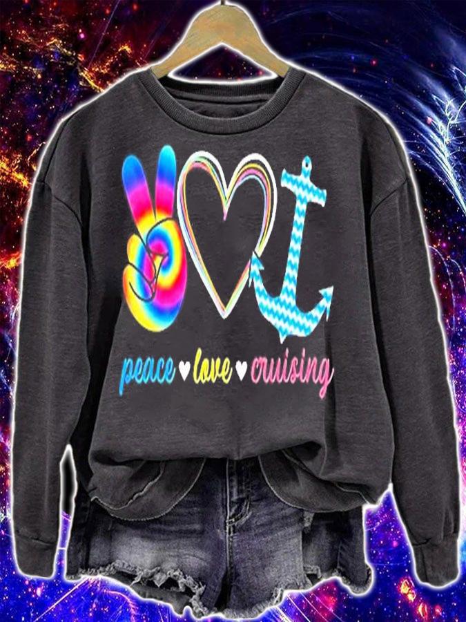 Peace Love Cruising Ship Hippie Floating Ocean Beach Sun T-Shirt sweatshirt