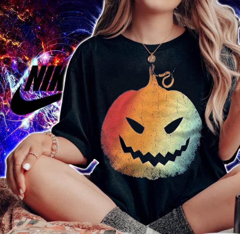 Retro Pumpkin Halloween Party Gift Shirt woman shirt