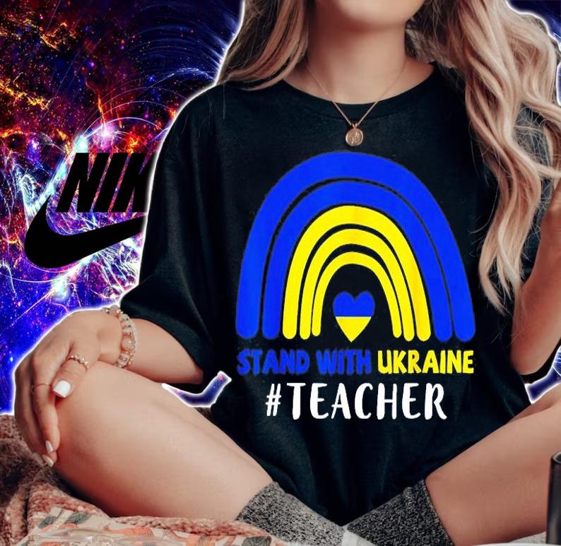 Teacher Support Ukraine I Stand With Ukraine Ukrainian Flag Love Ukraine T-Shirt woman shirt