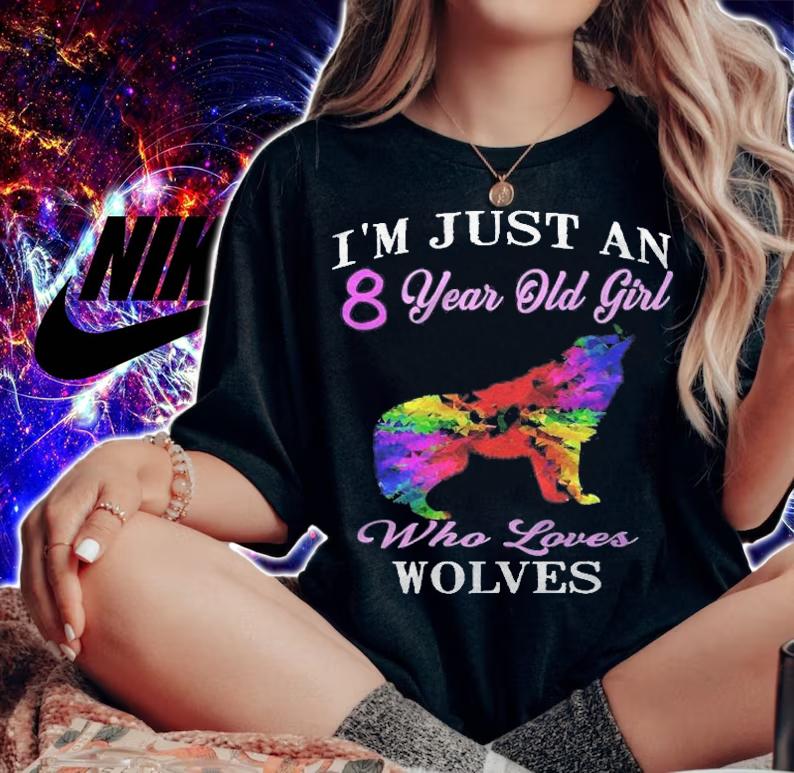Im Just An 8 Year Old Girl Who Loves Wolves Birthday Premium T-shirt woman shirt