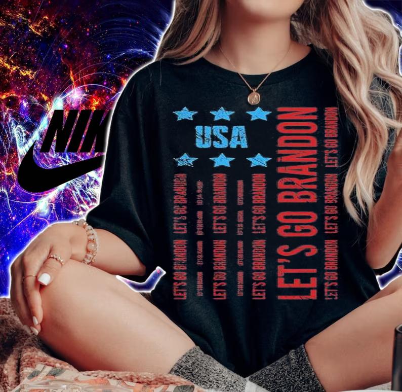 Let's Go Brandon Usa Flag, Brandon Anti Biden Gift T-Shirt