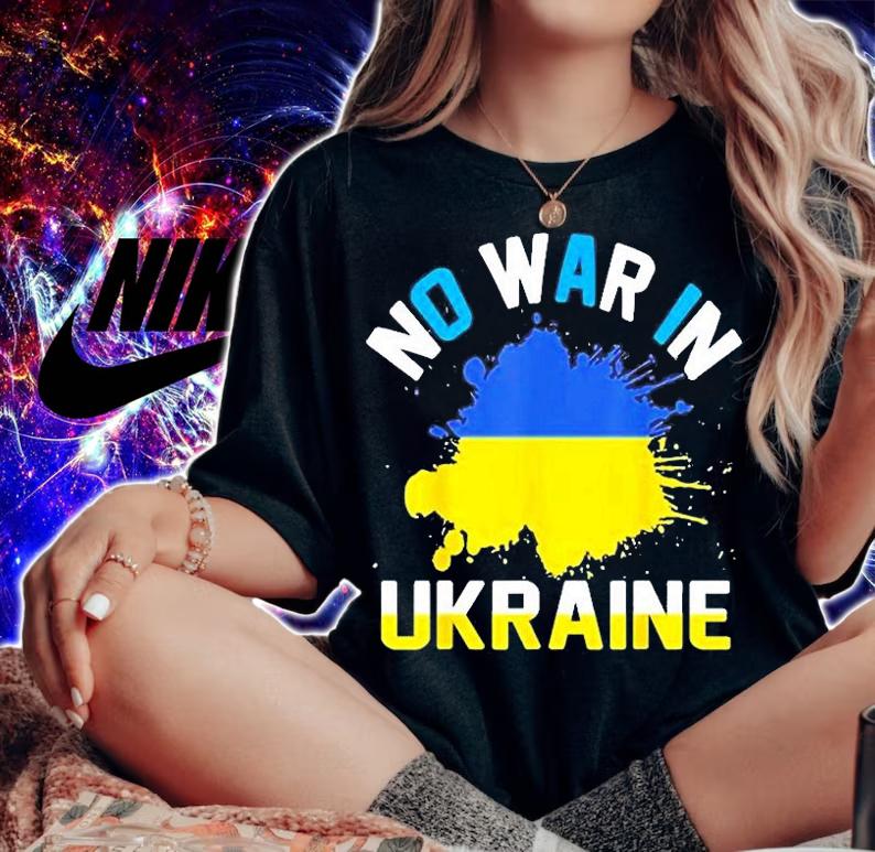 No War In Ukraine We Stand With Ukraine Ukrainian Flag Ukraine Strong T-Shirt woman shirt
