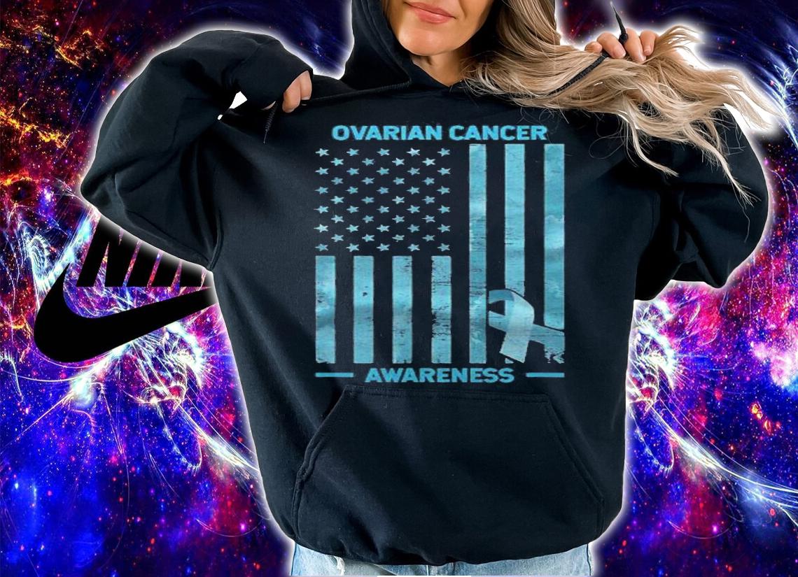 Ovarian Cancer Awareness Usa Flag Gift Ovarian Cancer Shirt hoodie