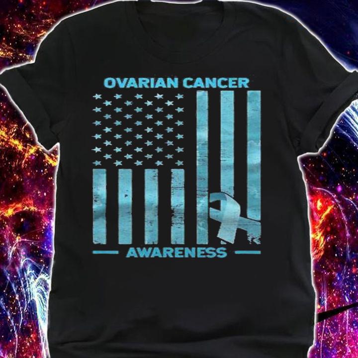 Ovarian Cancer Awareness Usa Flag Gift Ovarian Cancer Shirt shirt