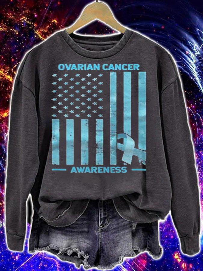 Ovarian Cancer Awareness Usa Flag Gift Ovarian Cancer Shirt sweatshirt