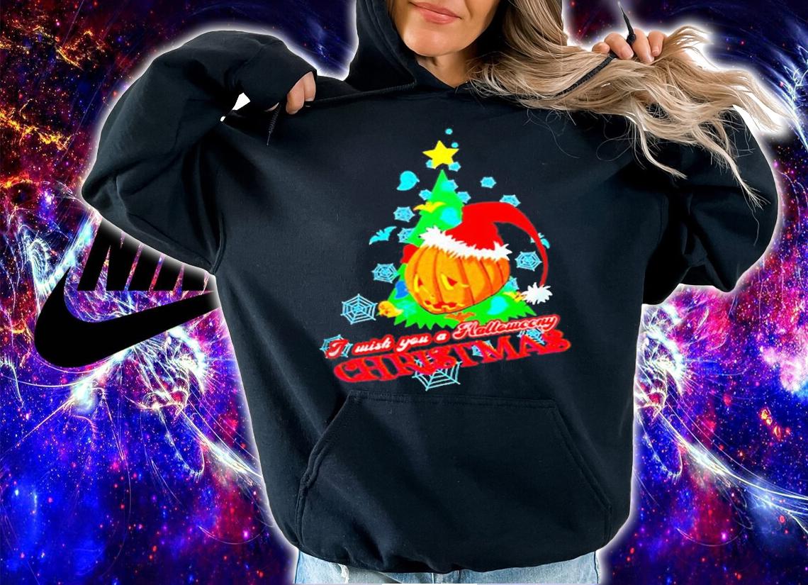 Pumpkin I Wish You A Halloweeny Christmas T-Shirt hoodie