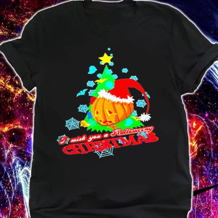 Pumpkin I Wish You A Halloweeny Christmas T-Shirt shirt