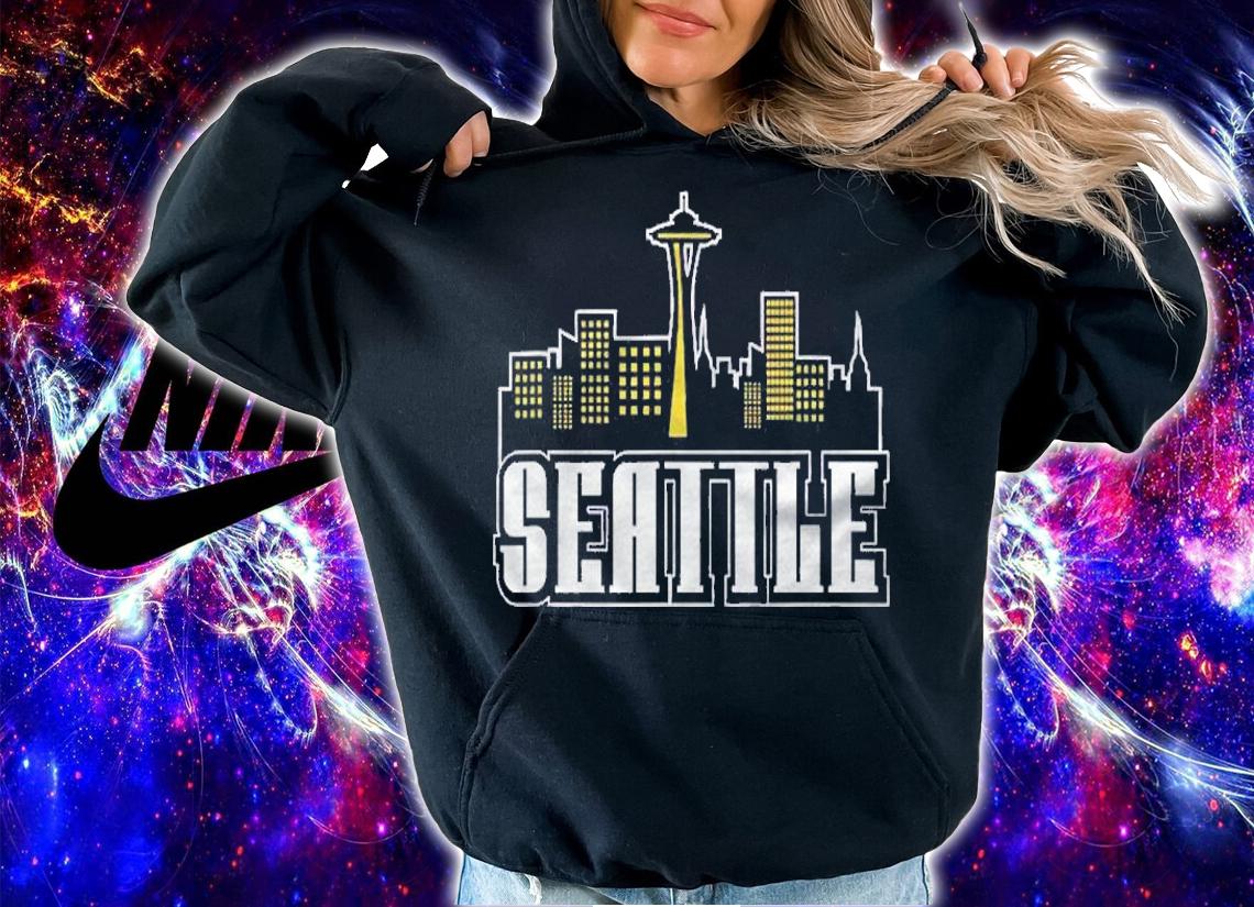 Seattle Downtown Design With Space Needle And Pikes Market Shirt hoodie
