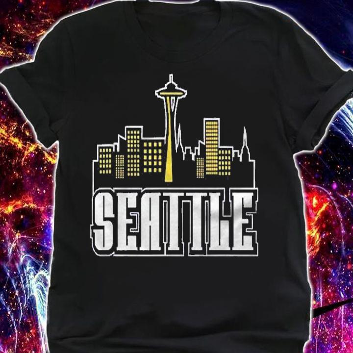 Seattle Downtown Design With Space Needle And Pikes Market Shirt shirt