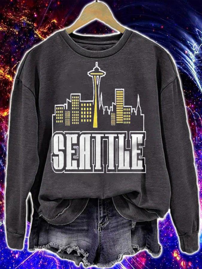 Seattle Downtown Design With Space Needle And Pikes Market Shirt sweatshirt