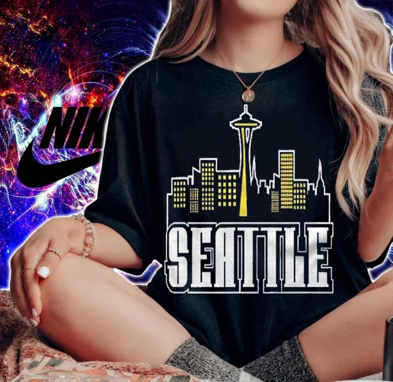 Seattle Downtown Design With Space Needle And Pikes Market Shirt woman shirt
