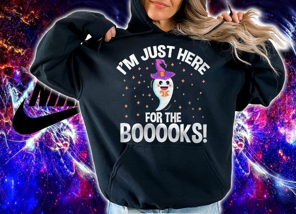 Teacher Halloween Bookworm Just Here For The Boooks Ghost Premium Shirt hoodie
