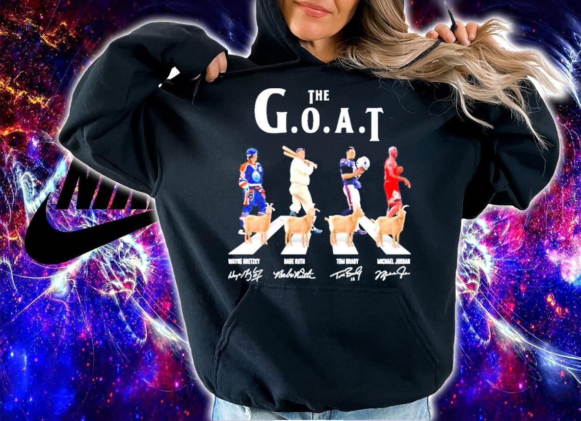 The Goat Wayne Gretzky Baby Ruth Tom Brady And Michel Jordan Abbey Road Signatures Shirt