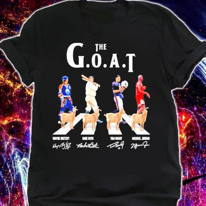 The Goat Wayne Gretzky Baby Ruth Tom Brady And Michel Jordan Abbey Road Signatures Shirt