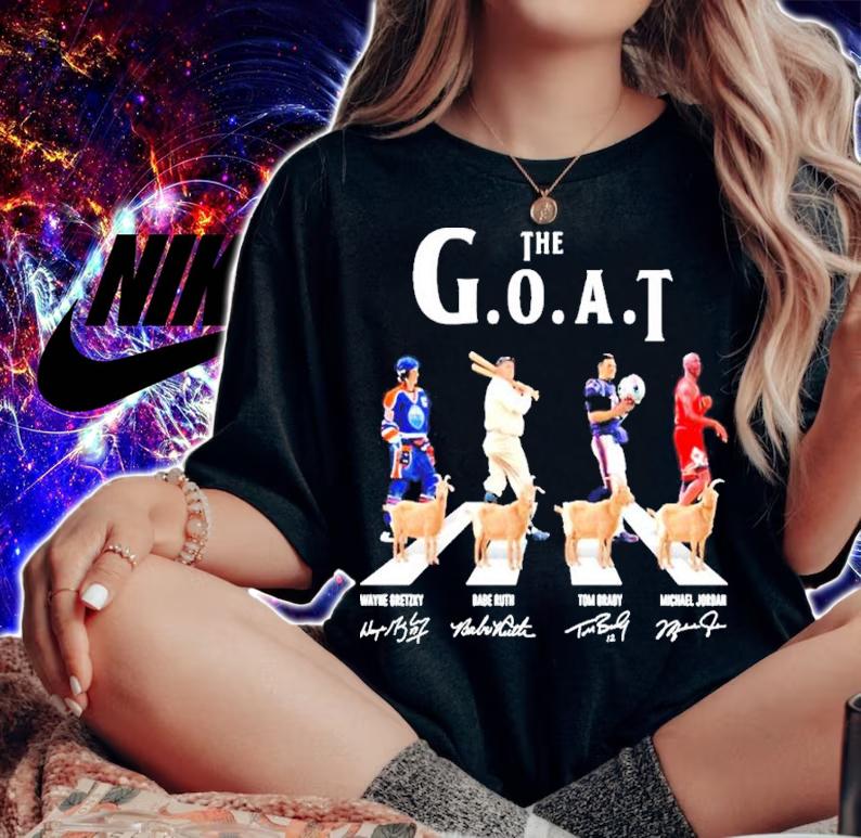 The Goat Wayne Gretzky Baby Ruth Tom Brady And Michel Jordan Abbey Road Signatures Shirt