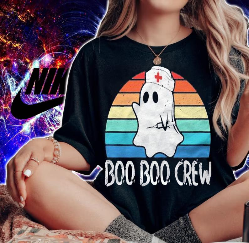 Womens Boo Boo Crew Nurse Pediatric Nurse Costume Nurse Halloween Shirt woman shirt