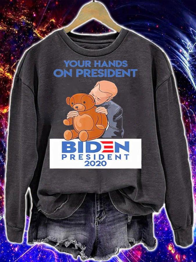 Your Hands On President Teddy Bear Biden President 2020 T-Shirt