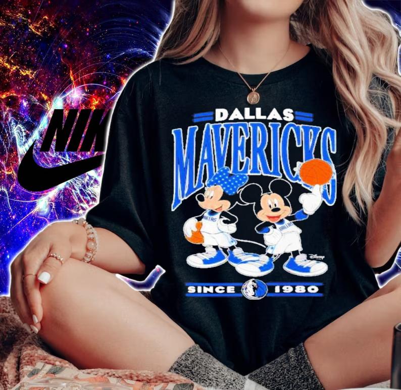 Junk Food Men's Dallas Mavericks Disney Vintage Minnie And Mickey Shirt woman shirt