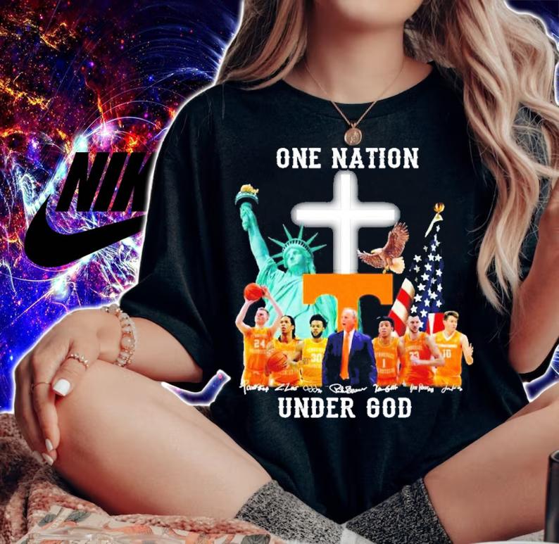 Tennessee Volunteers One Nation Under God Signatures Shirt woman shirt