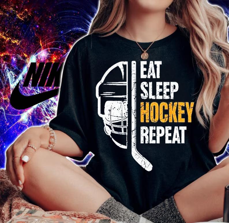 Eat Sleep Hockey Repeat Hockey T-Shirt woman shirt