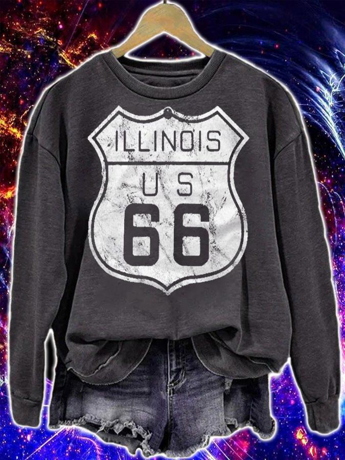 Historic Route 66 Illinois Vintage Look Shirt sweatshirt