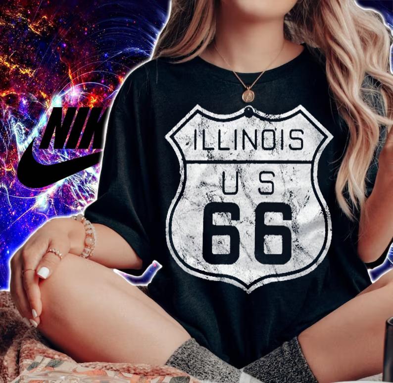 Historic Route 66 Illinois Vintage Look Shirt woman shirt