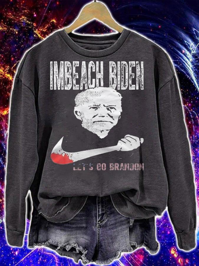 Impeach Biden Let's Go Brandon American Flag Retro T-Shirt sweatshirt