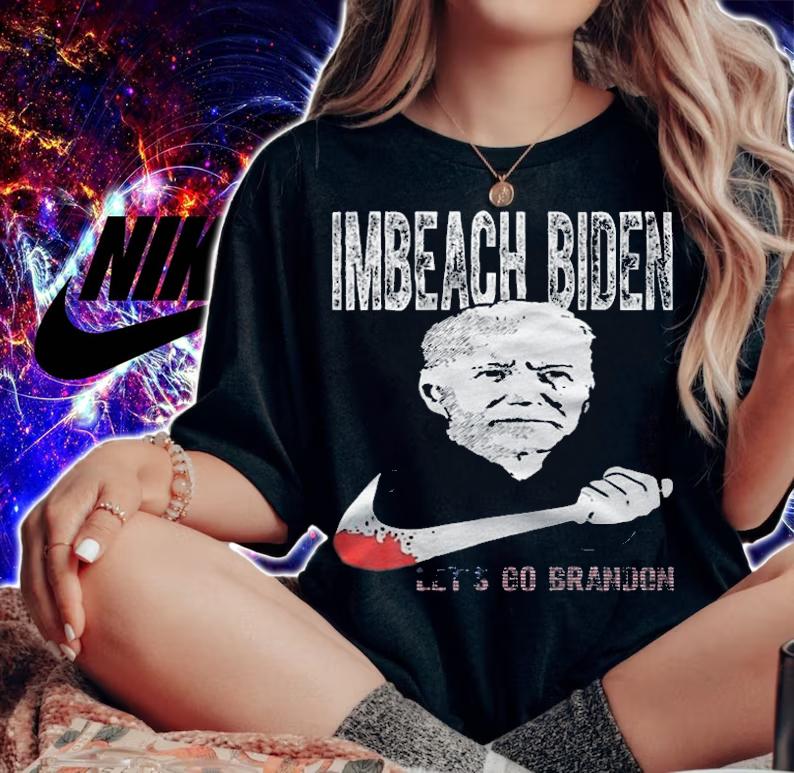 Impeach Biden Let's Go Brandon American Flag Retro T-Shirt woman shirt