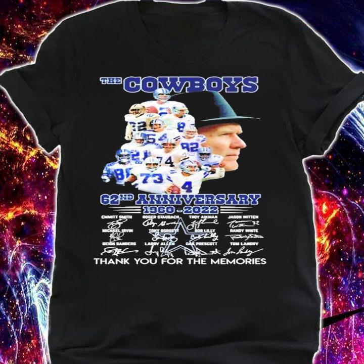 The Cowboys 62nd Anniversary 1960-2022 Signatures Thank You For The Memories Shirt shirt