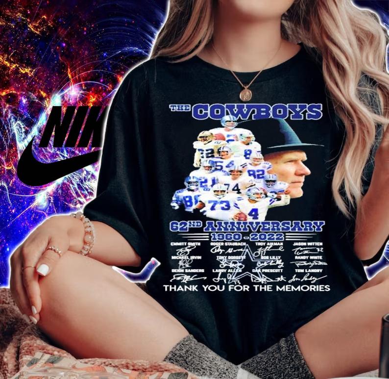 The Cowboys 62nd Anniversary 1960-2022 Signatures Thank You For The Memories Shirt woman shirt