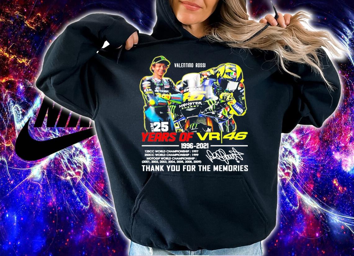 25 years of Valentino Rossi 1996-2021 signature t-shirt hoodie
