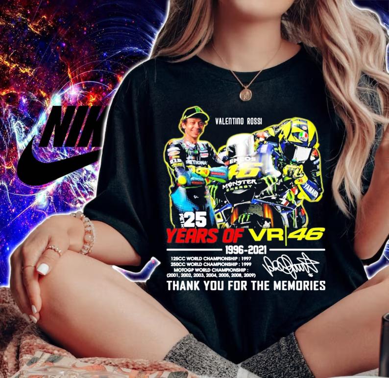 25 years of Valentino Rossi 1996-2021 signature t-shirt woman shirt