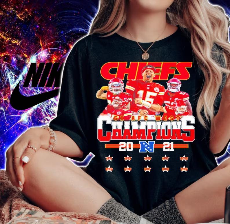 Chiefs 6X AFC West Champions 2021 Kansas City Chiefs Shirt woman shirt