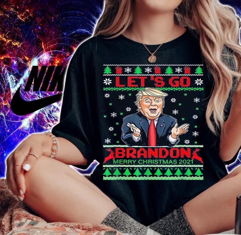 Funny Lets Go Bandon Trump 2024 Christmas 2021 T-Shirt