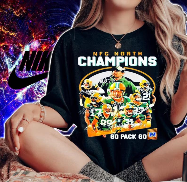 Green Bay Packers Team Nfc North Champions Go Pack Go Signatures Shirt woman shirt