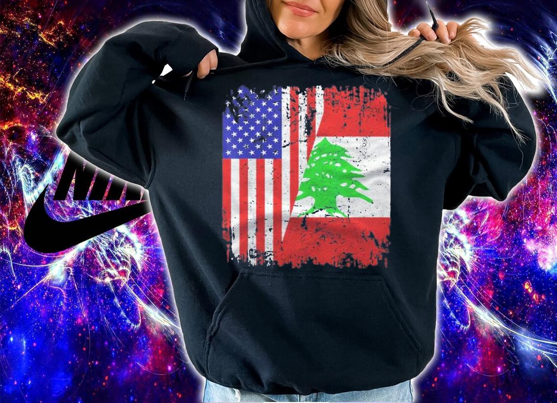 Lebanese Roots Half American Flag Lebanon Shirt hoodie
