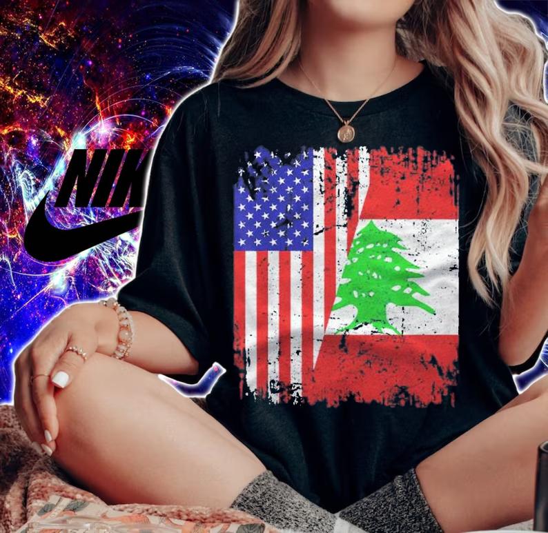 Lebanese Roots Half American Flag Lebanon Shirt woman shirt