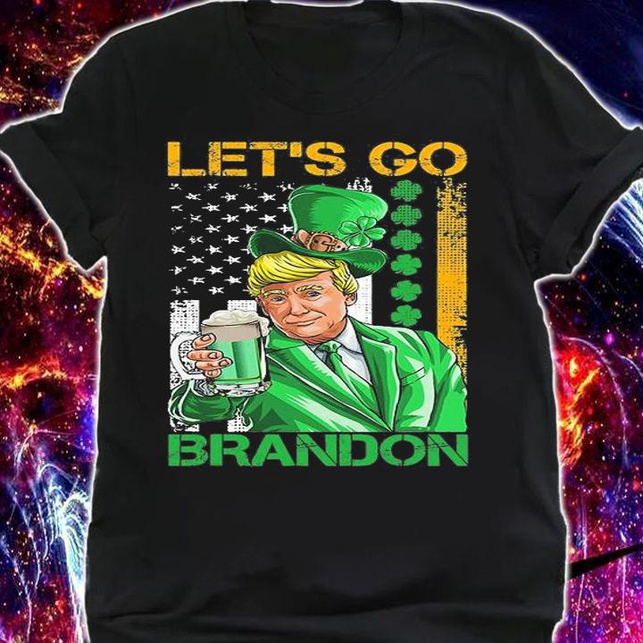 Let's Go Brandon St Patricks Day Trump American Flag Shamrock T-Shirt