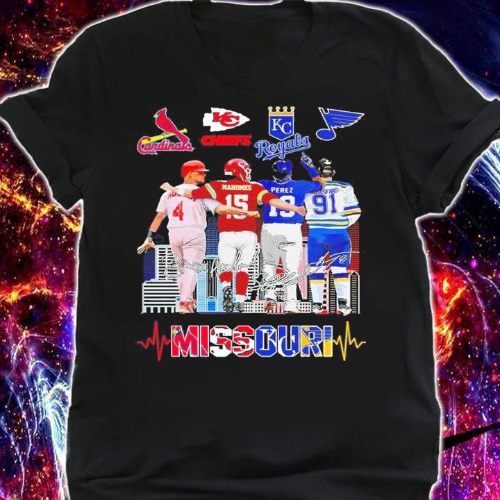 MISSOURI Yadier Molina Patrick Mahomes Salvador Perez And Vladimir Tarasenko Signatures Shirt shirt