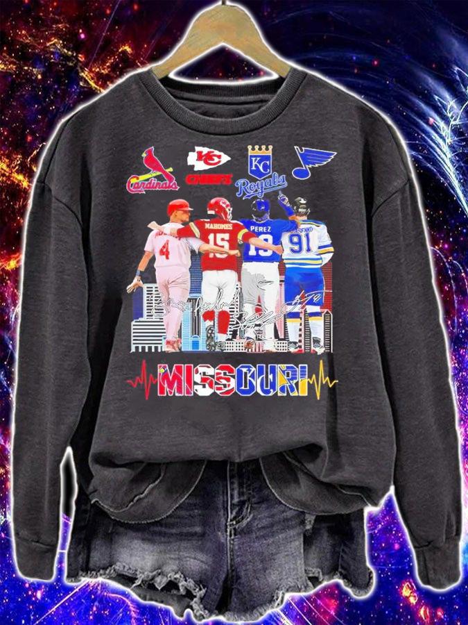 MISSOURI Yadier Molina Patrick Mahomes Salvador Perez And Vladimir Tarasenko Signatures Shirt sweatshirt