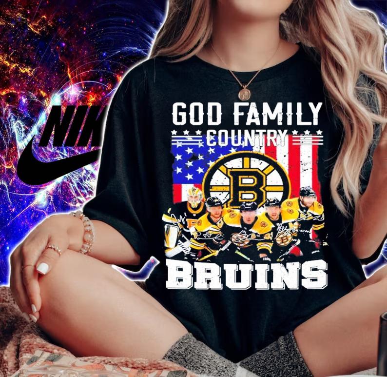 Official God Family Country Boston Bruins Signatures Shirt woman shirt