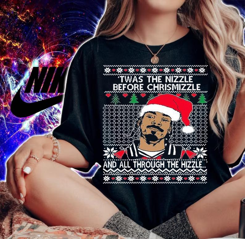 Snoop Dogg Twas The Nizzle Before Chrismizzle Ugly Christmas T-Shirt